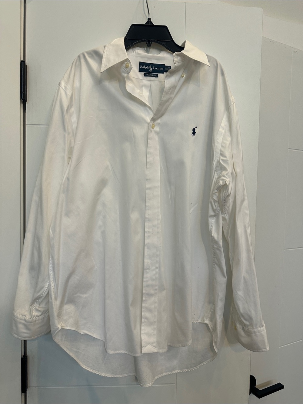 Ralph Lauren White Dress Shirt with Navy Pony Embroidery